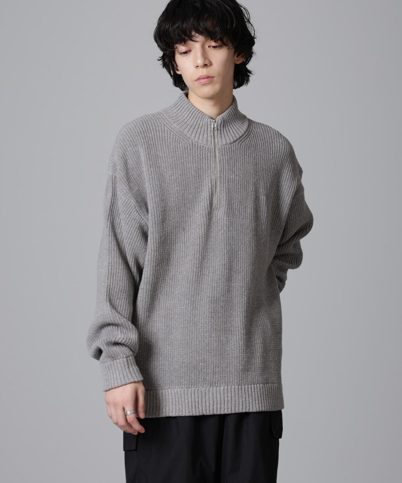 畔ニットハーフZIPプルオーバー 6724222221