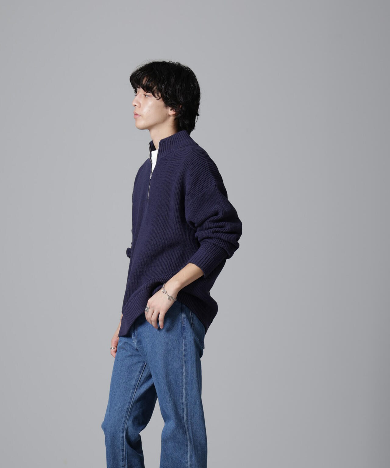 畔ニットハーフZIPプルオーバー 6724222221