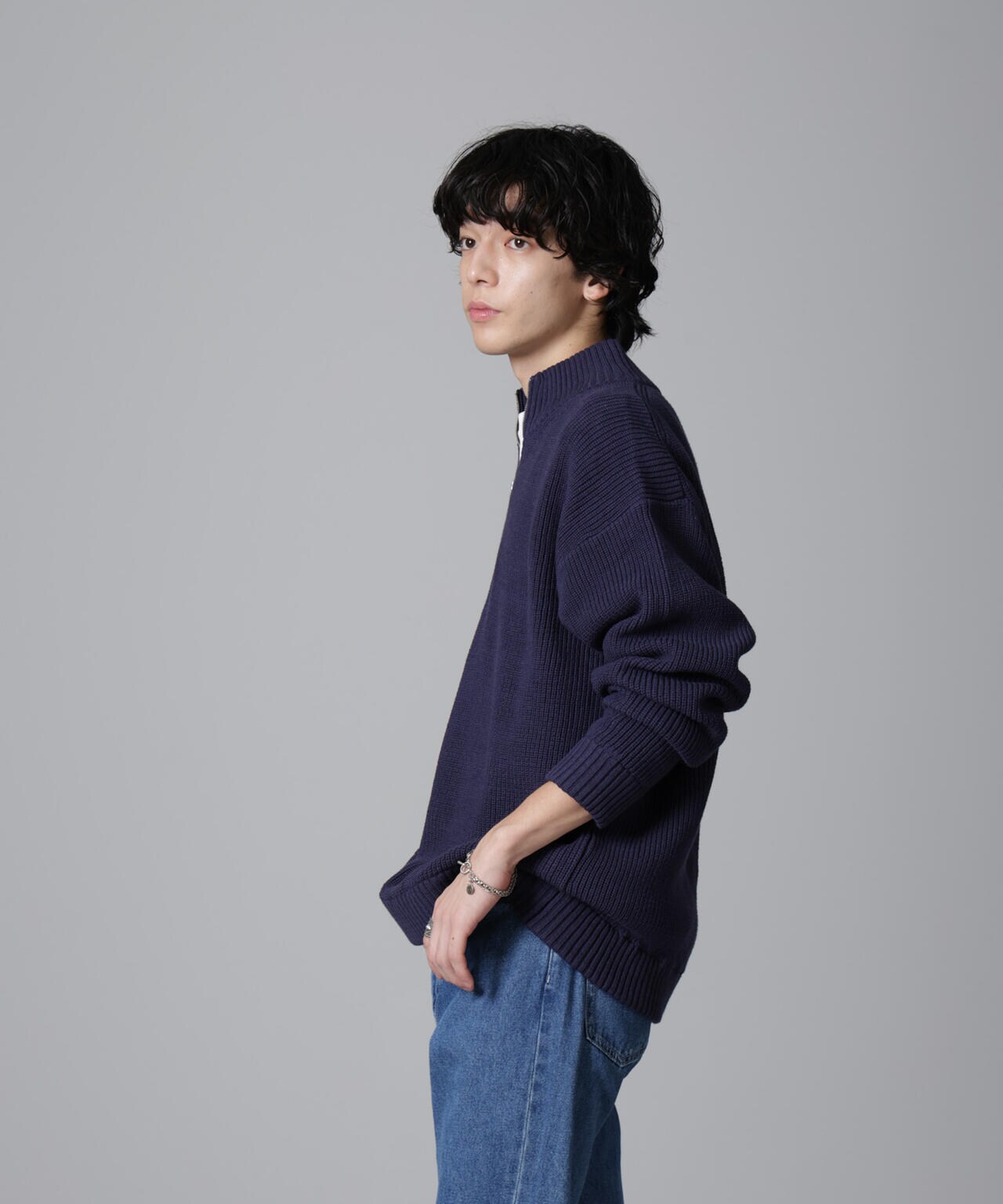 畔ニットハーフZIPプルオーバー 6724222221