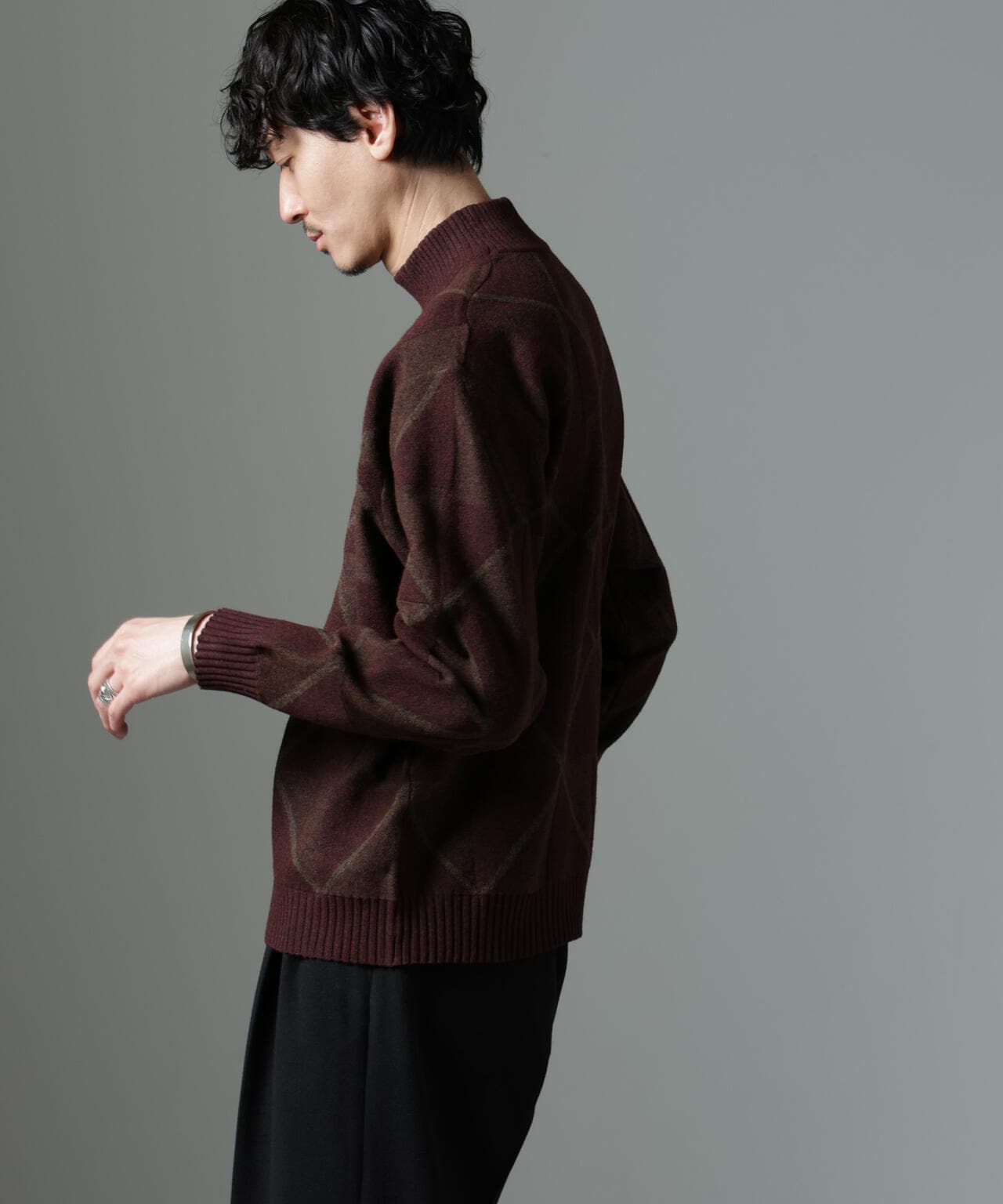 WEB限定/ダイヤ柄ハイネックニット 6724222230