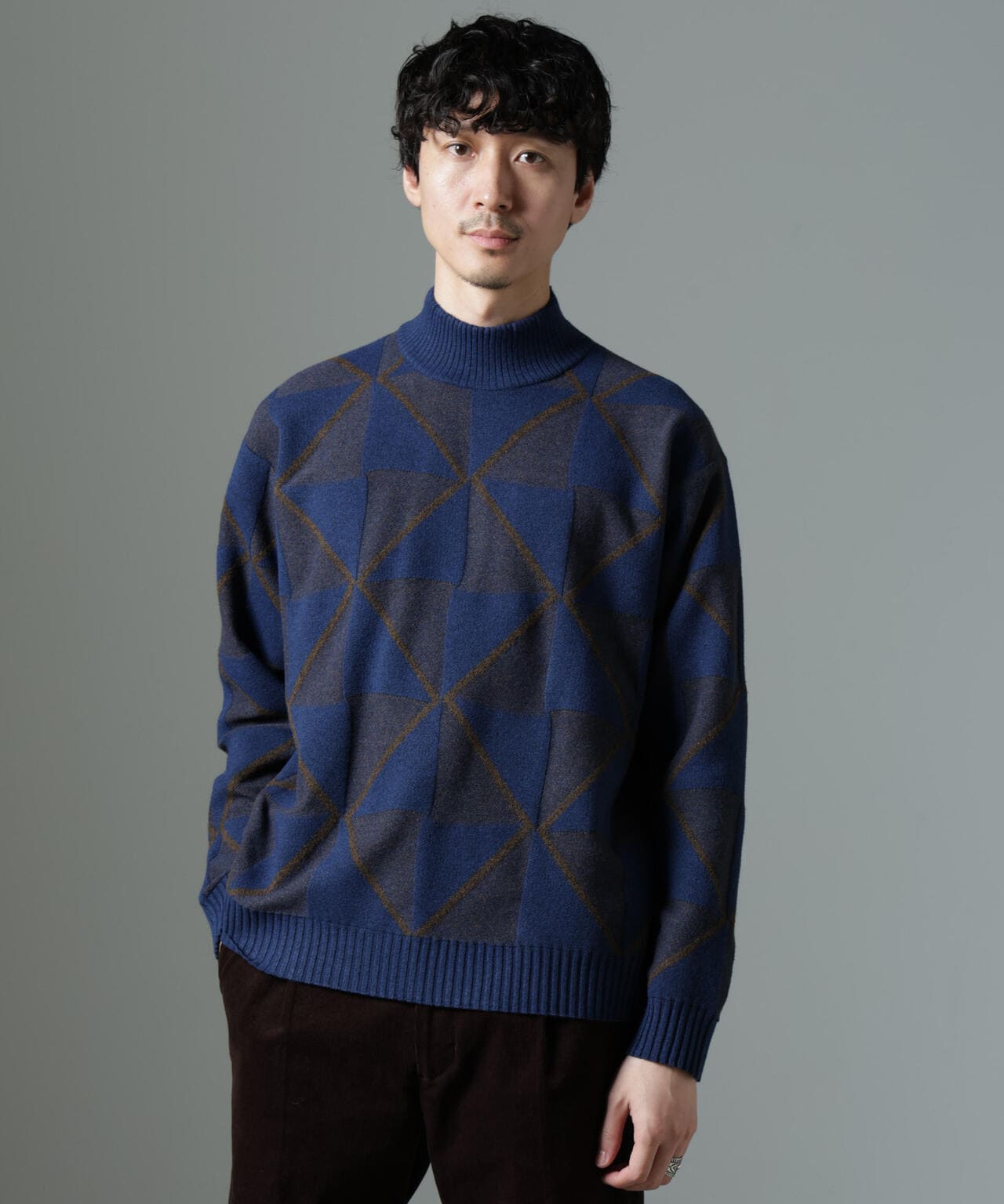WEB限定/ダイヤ柄ハイネックニット 6724222230