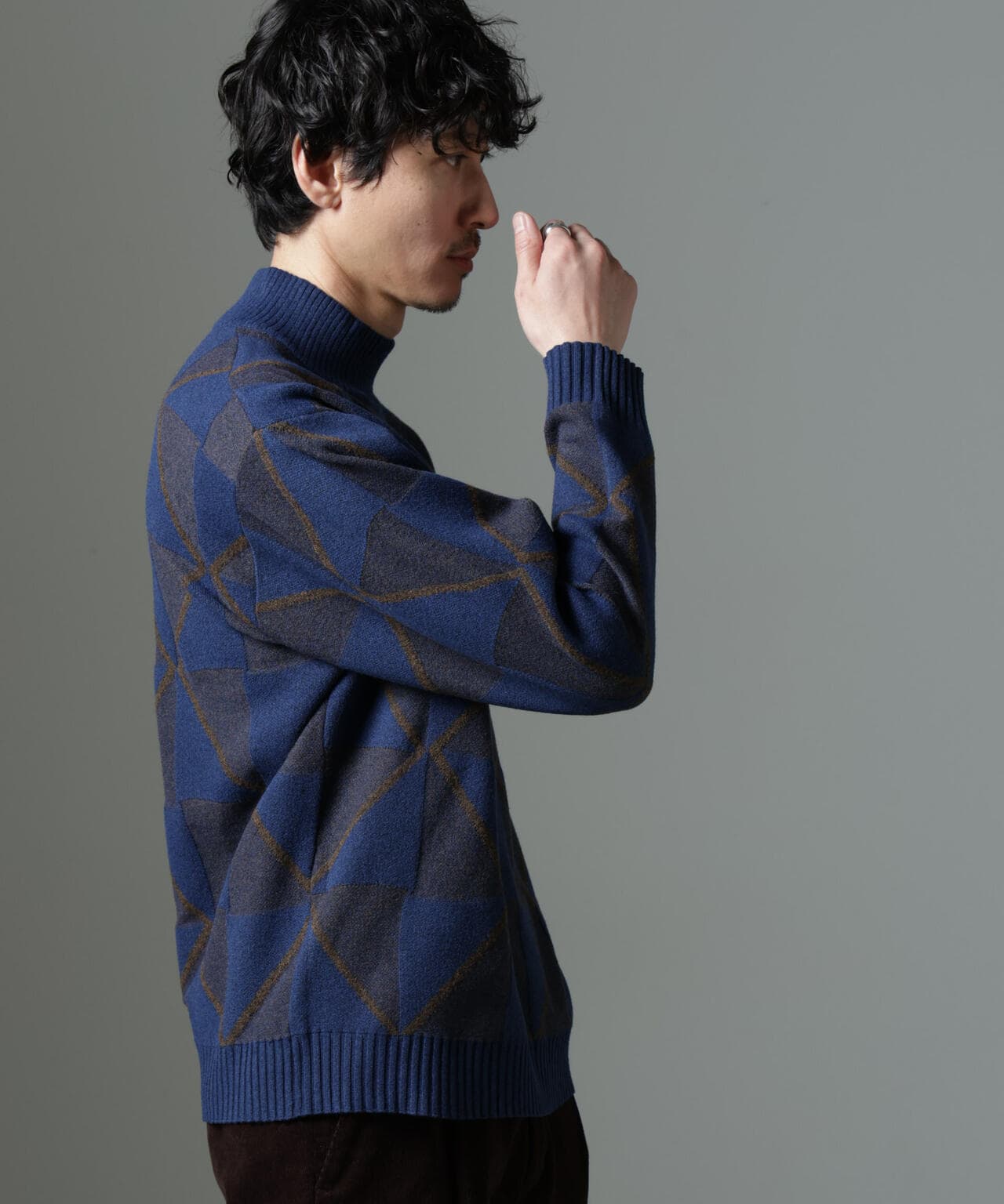 WEB限定/ダイヤ柄ハイネックニット 6724222230