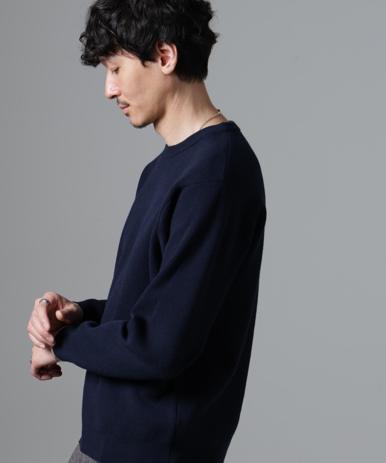シルク混 クルーネック ニット