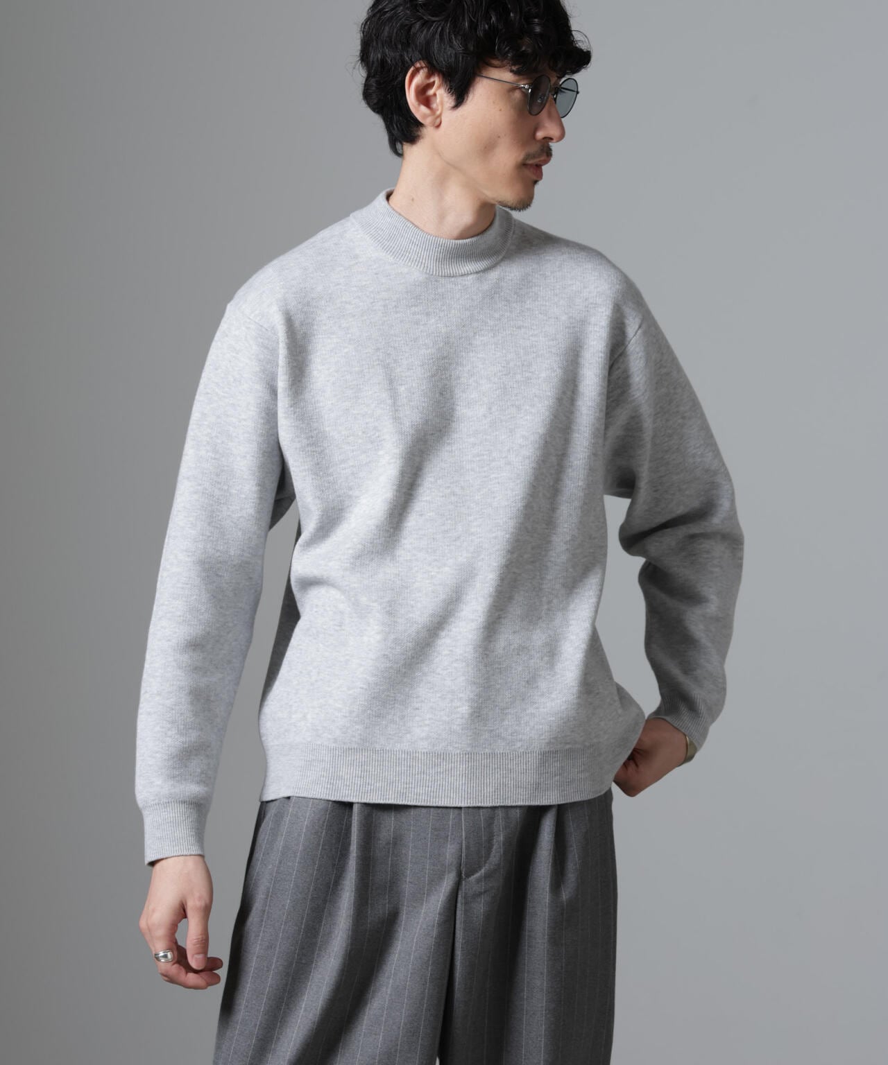 シルク混モックネックニット 6724222243