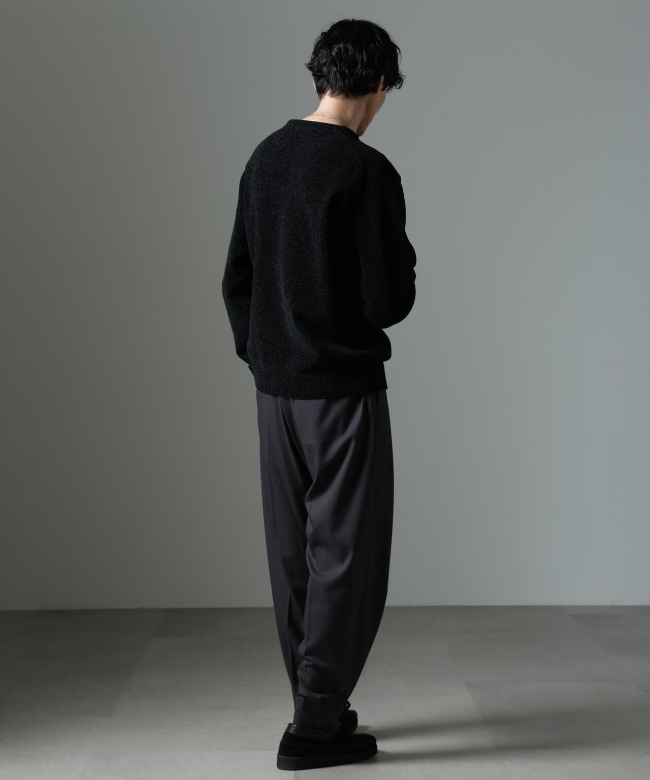 【美品】ナンバーナインデニム ナノユニバース 長袖セーター ボーダー ブラックM MOHAIR MESH WIDE STRIPED KNIT PULLOVER / モヘヤ メッシュ