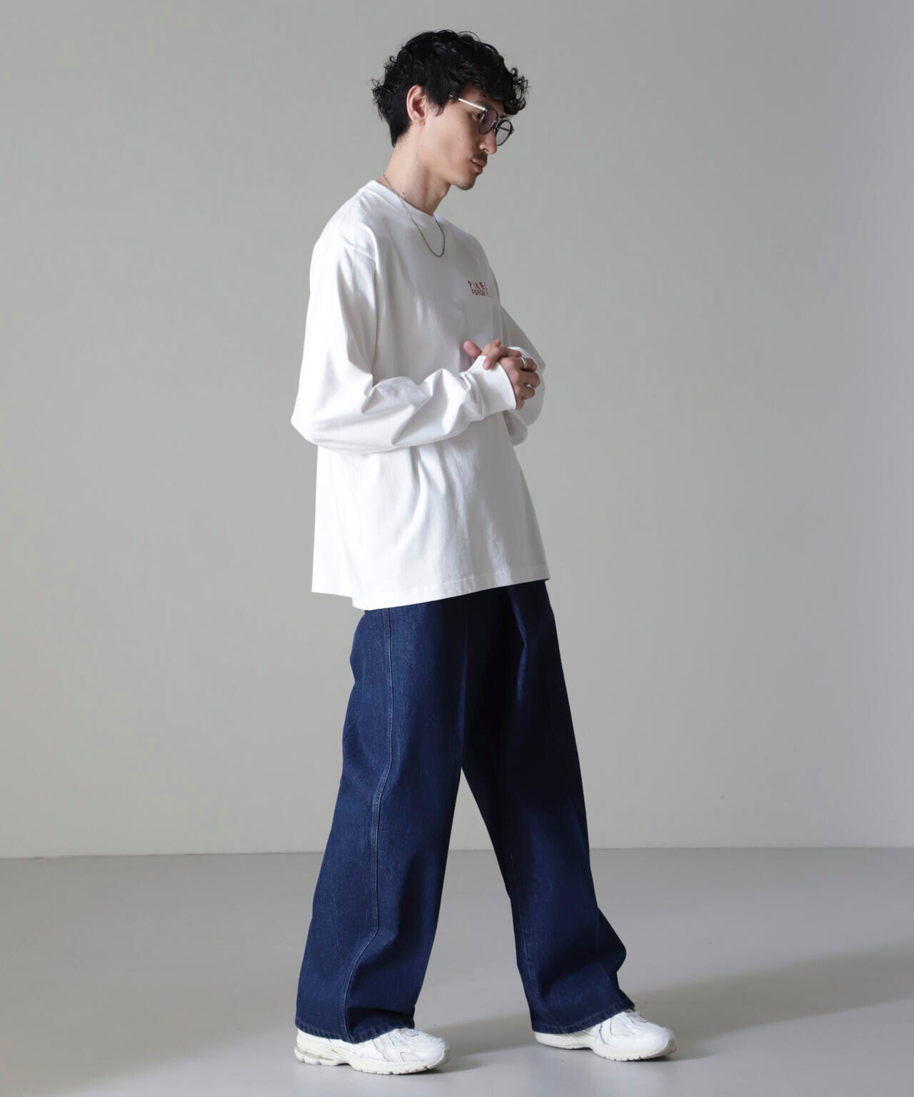 高身長 綿100％すっきりシルエットロゴプリントTシャツ （トール
