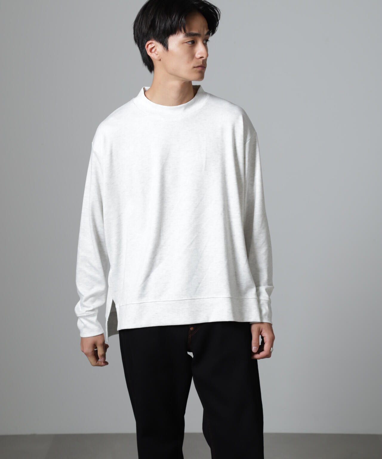 WEB限定 / ストレッチ テレコ モックネック プルオーバー 長袖