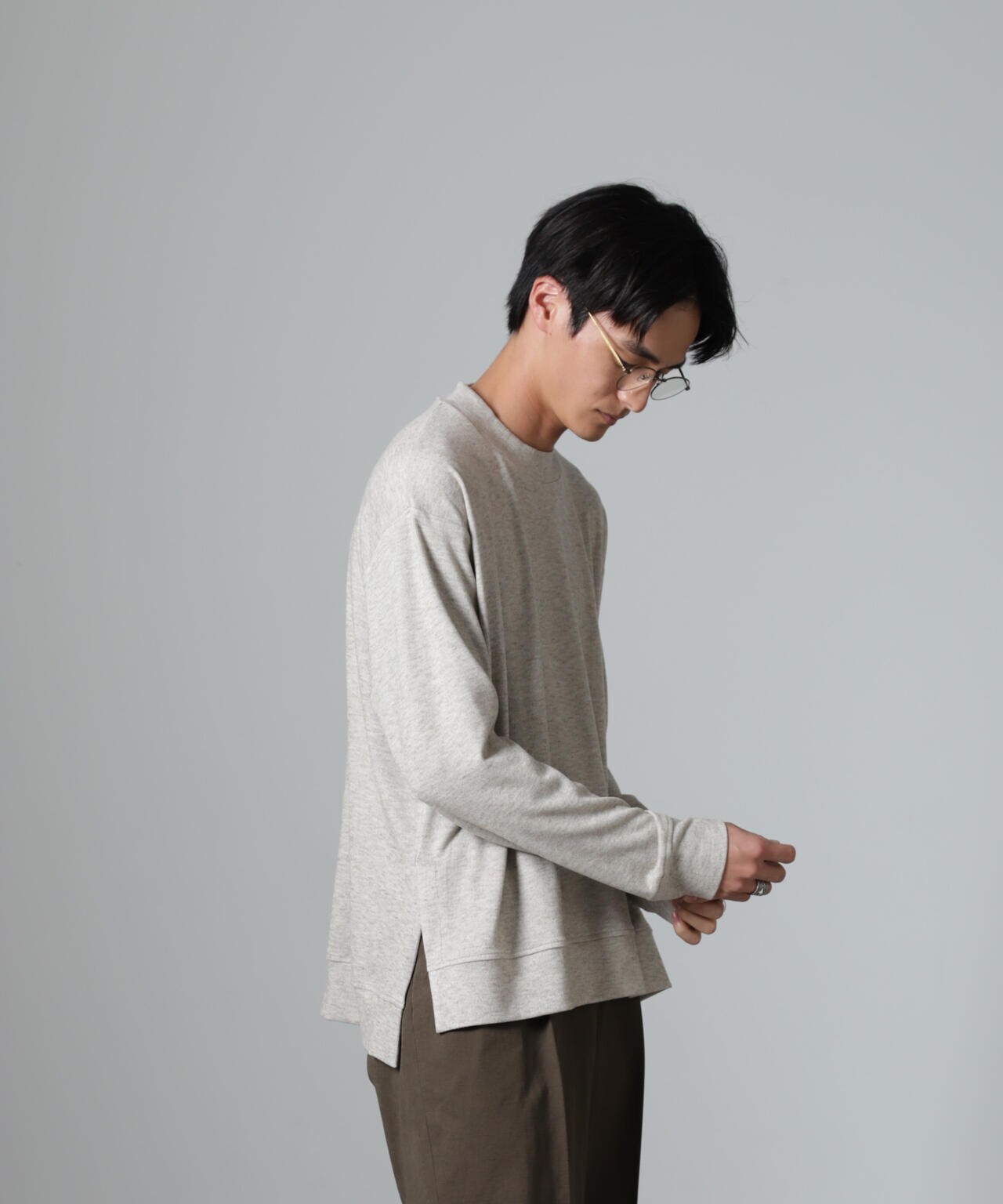 WEB限定/ストレッチテレコモックネックプルオーバー 長袖 6724223225