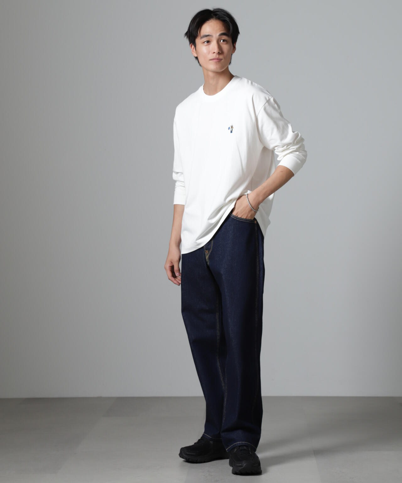 nano universe 長袖Tシャツ NANO universe tシャツ Anti Soaked 汗染み防止 クルーネックT
