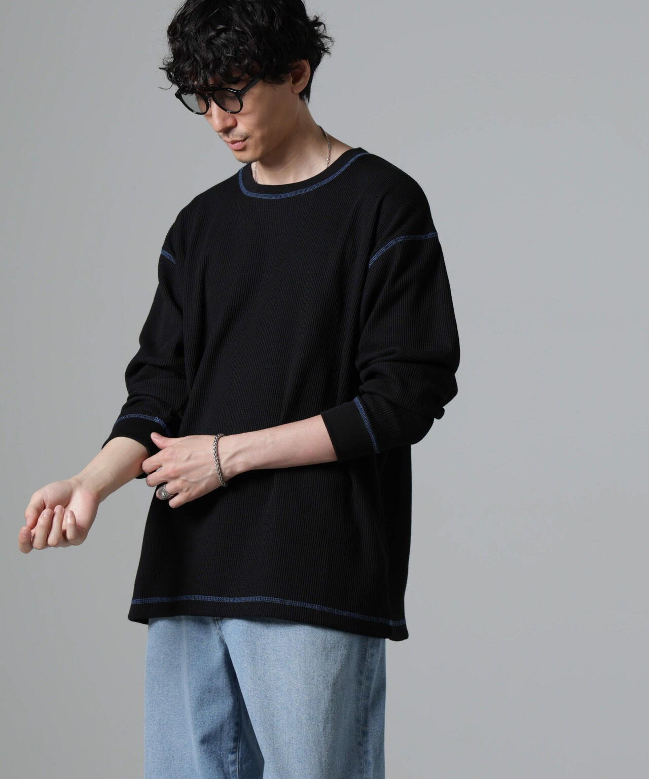 ステッチワッフルＴシャツ 長袖 6724223240
