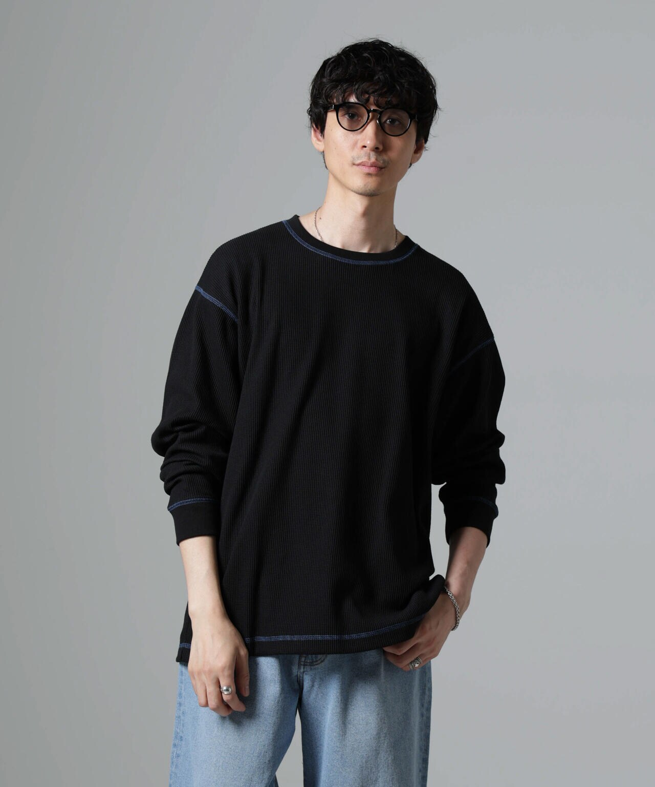 ステッチワッフルＴシャツ 長袖 6724223240