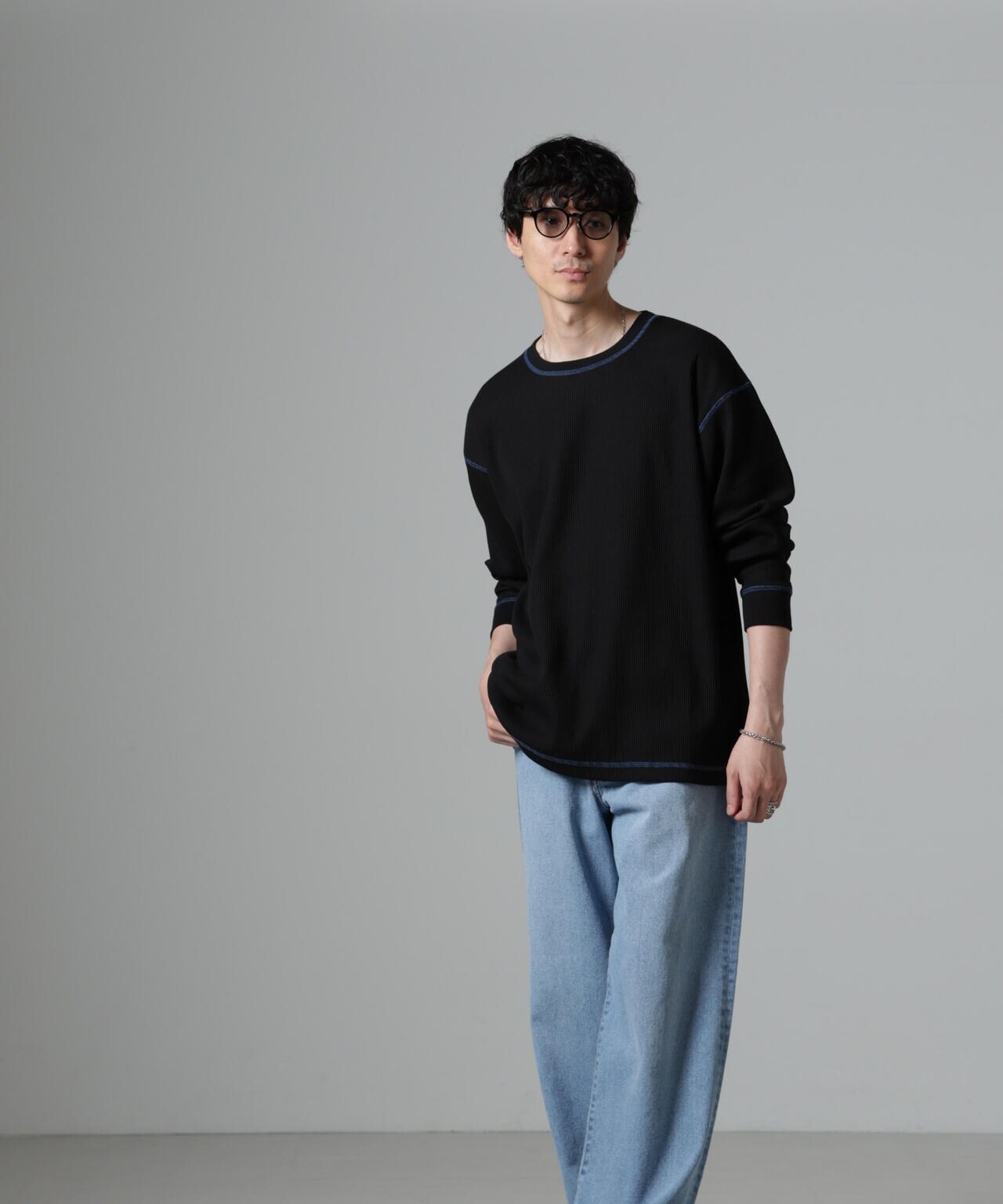 ステッチワッフルＴシャツ 長袖 6724223240