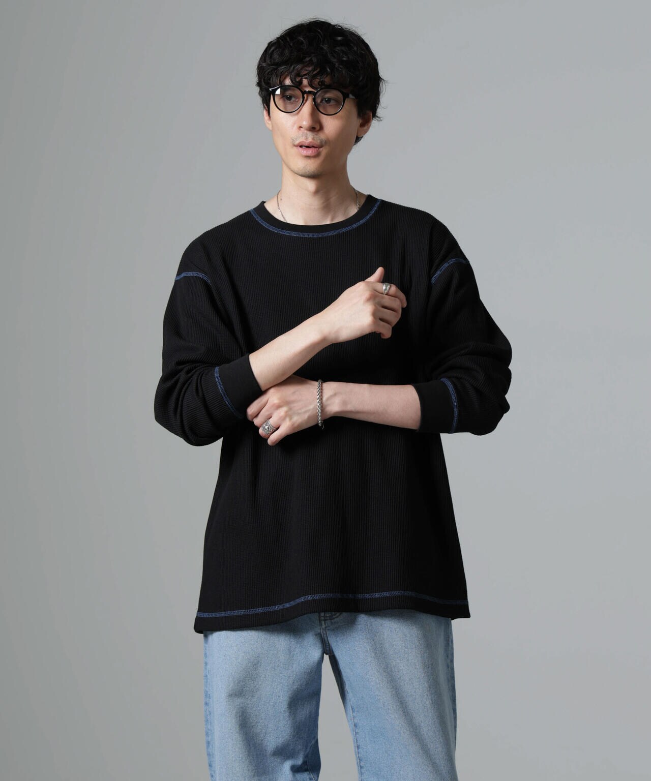 ステッチワッフルＴシャツ 長袖 6724223240