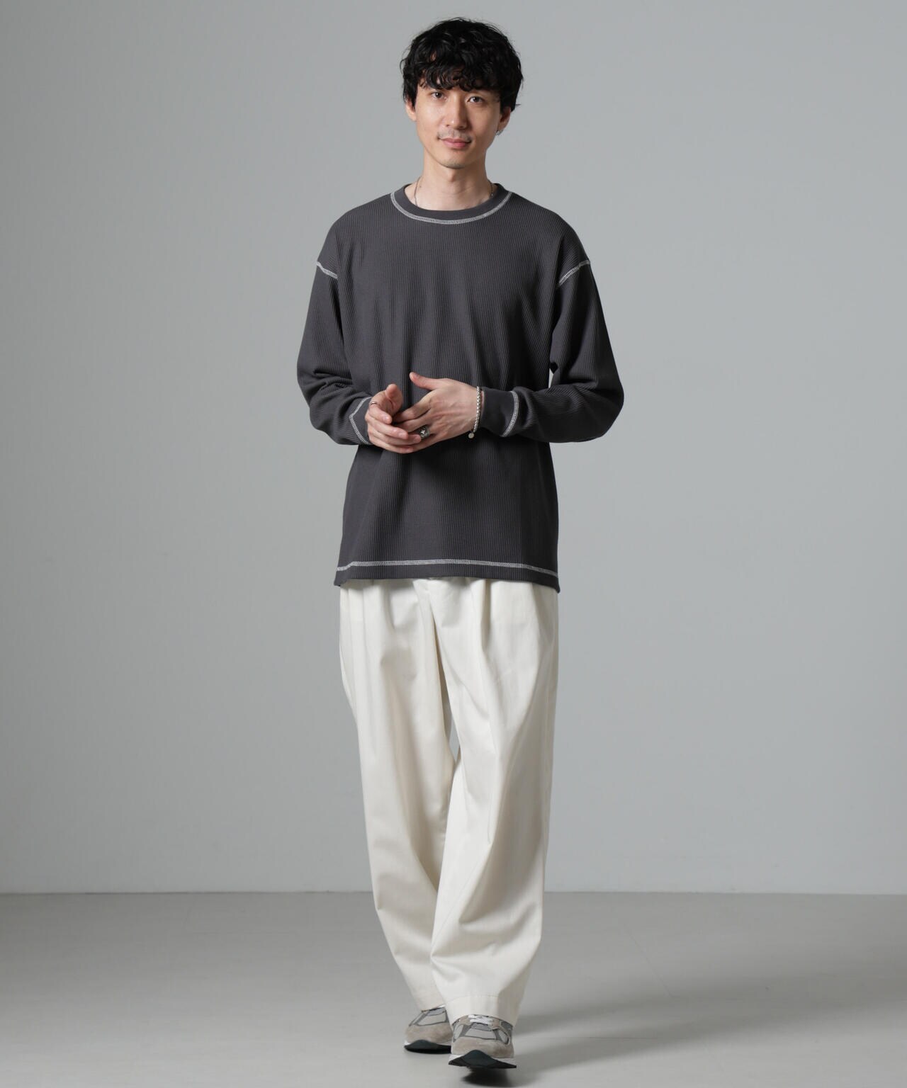 ステッチワッフルＴシャツ 長袖 6724223240