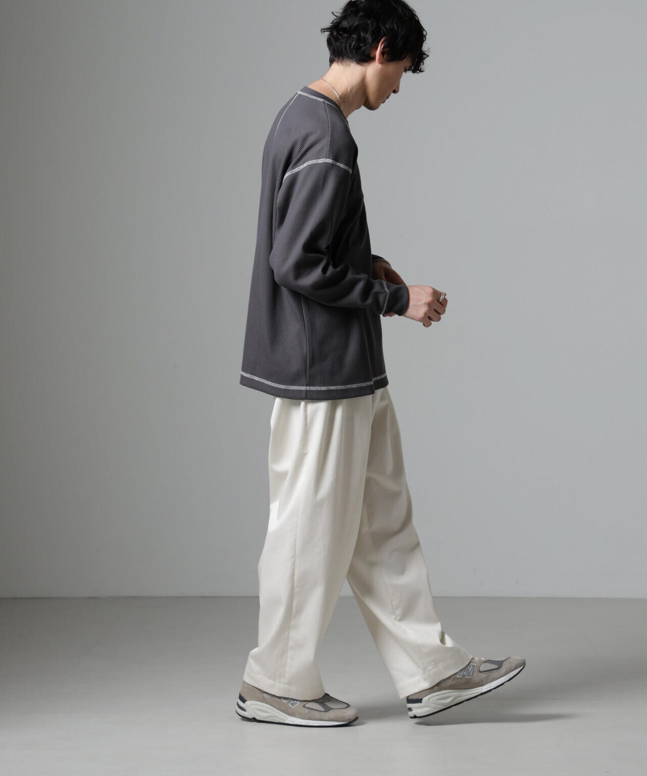 ステッチワッフルＴシャツ 長袖 6724223240