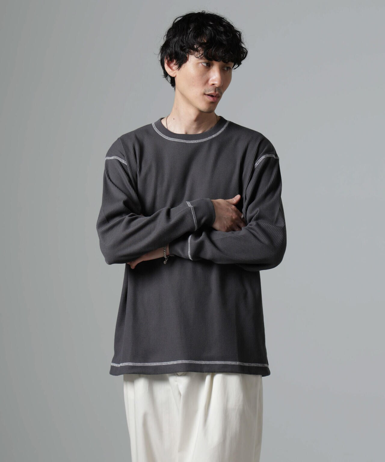 ステッチワッフルＴシャツ 長袖 6724223240