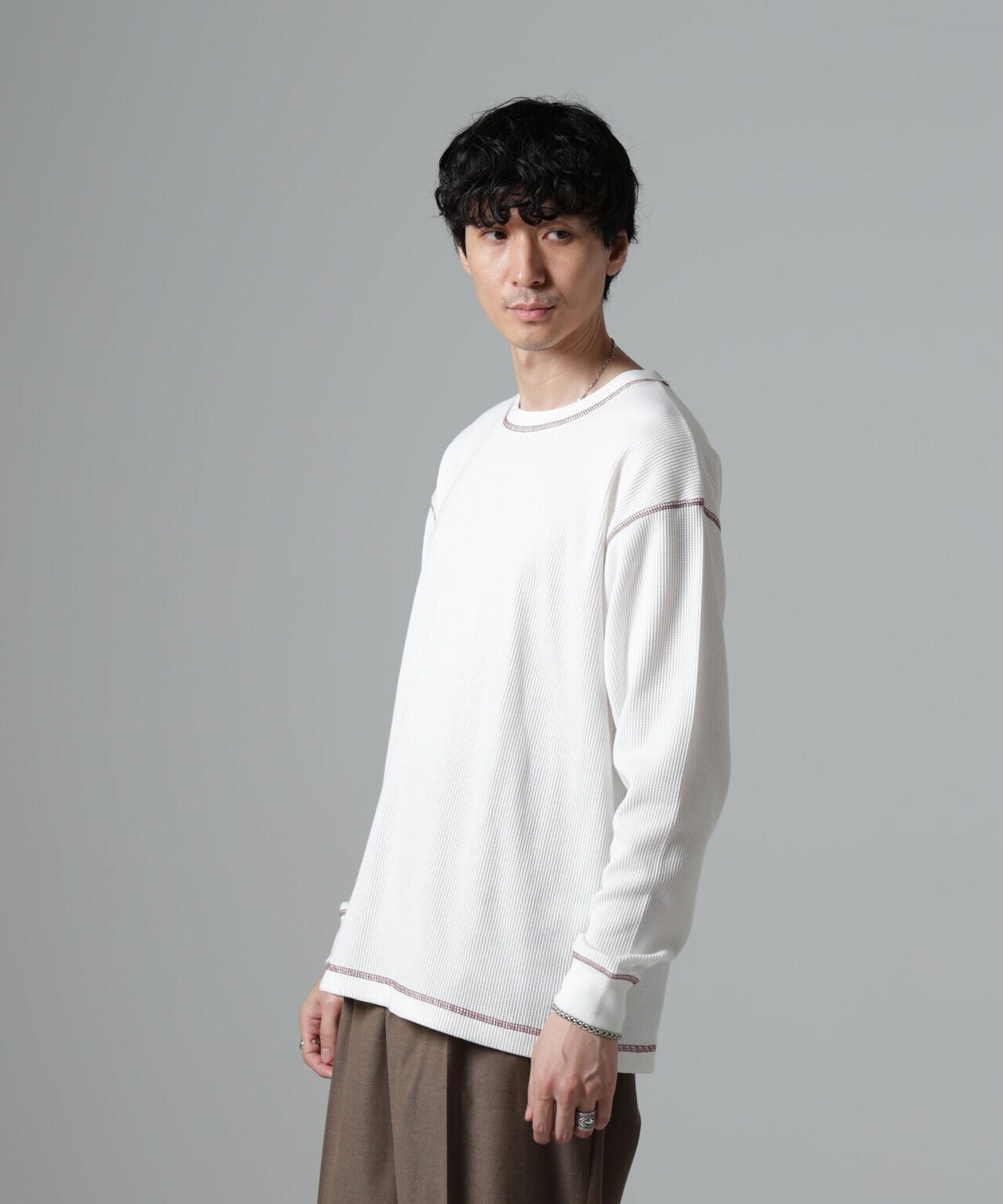 ステッチワッフルＴシャツ 長袖 6724223240