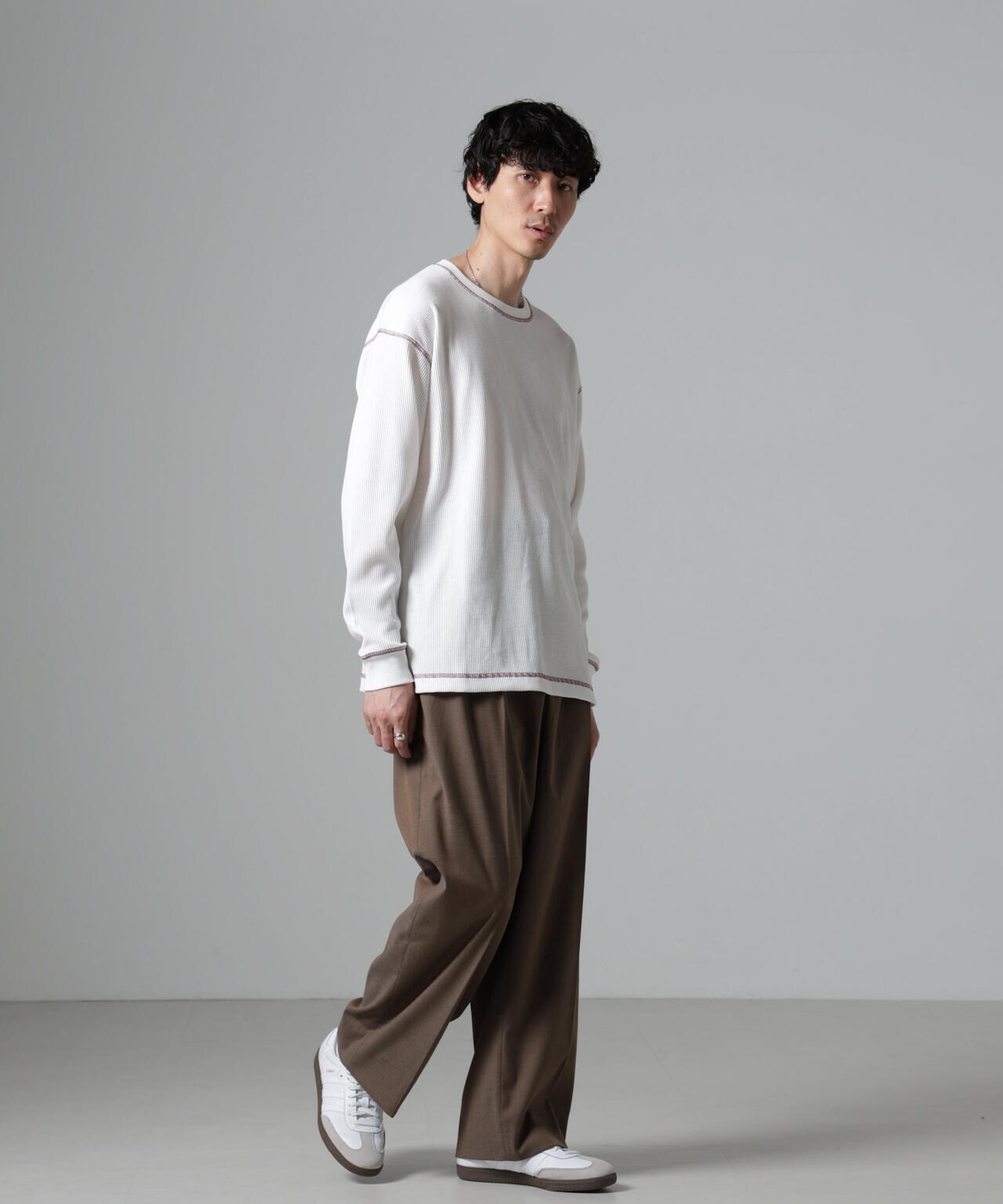ステッチワッフルＴシャツ 長袖 6724223240