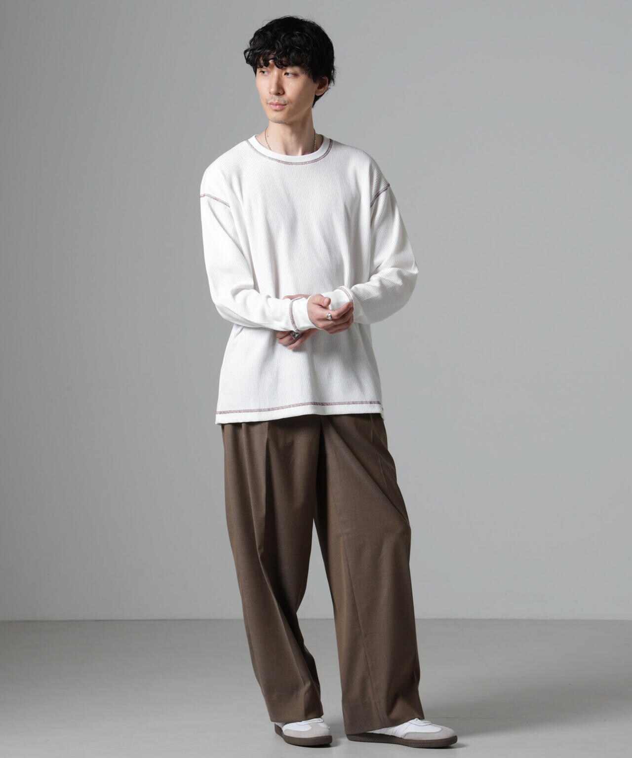   Jeans ｜ロゴパッチ ワッフル 長袖 Tシャツ Calvin Klein Jeans】ロゴパッチ ワッフル長袖Tシャツ(送料込