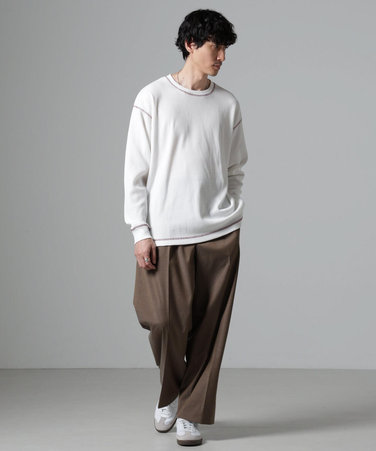 ステッチワッフルＴシャツ 長袖 6724223240