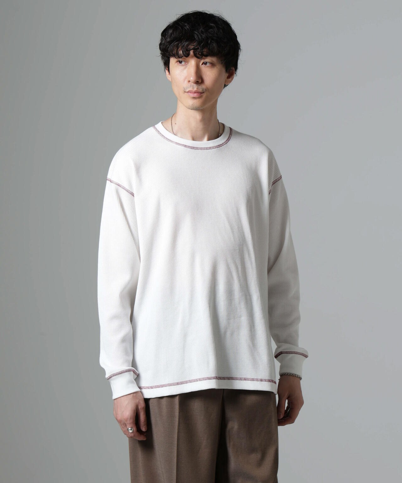 ステッチワッフルＴシャツ 長袖 6724223240