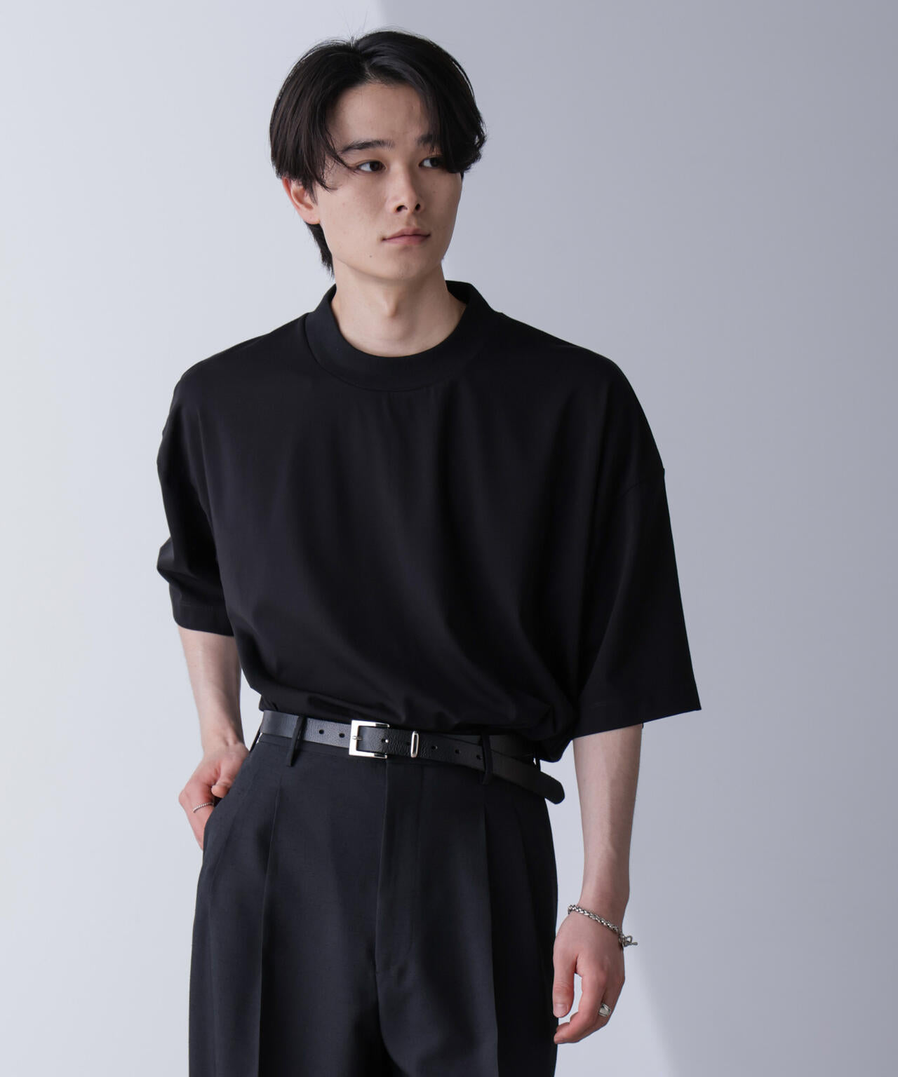 モックネックワイドシルエットTシャツ 半袖 6724224219