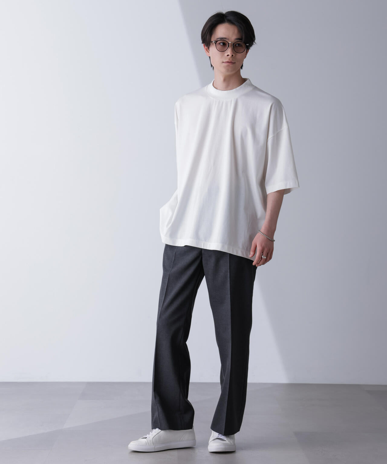WEB限定 / モックネック ワイド シルエット Tシャツ 半袖