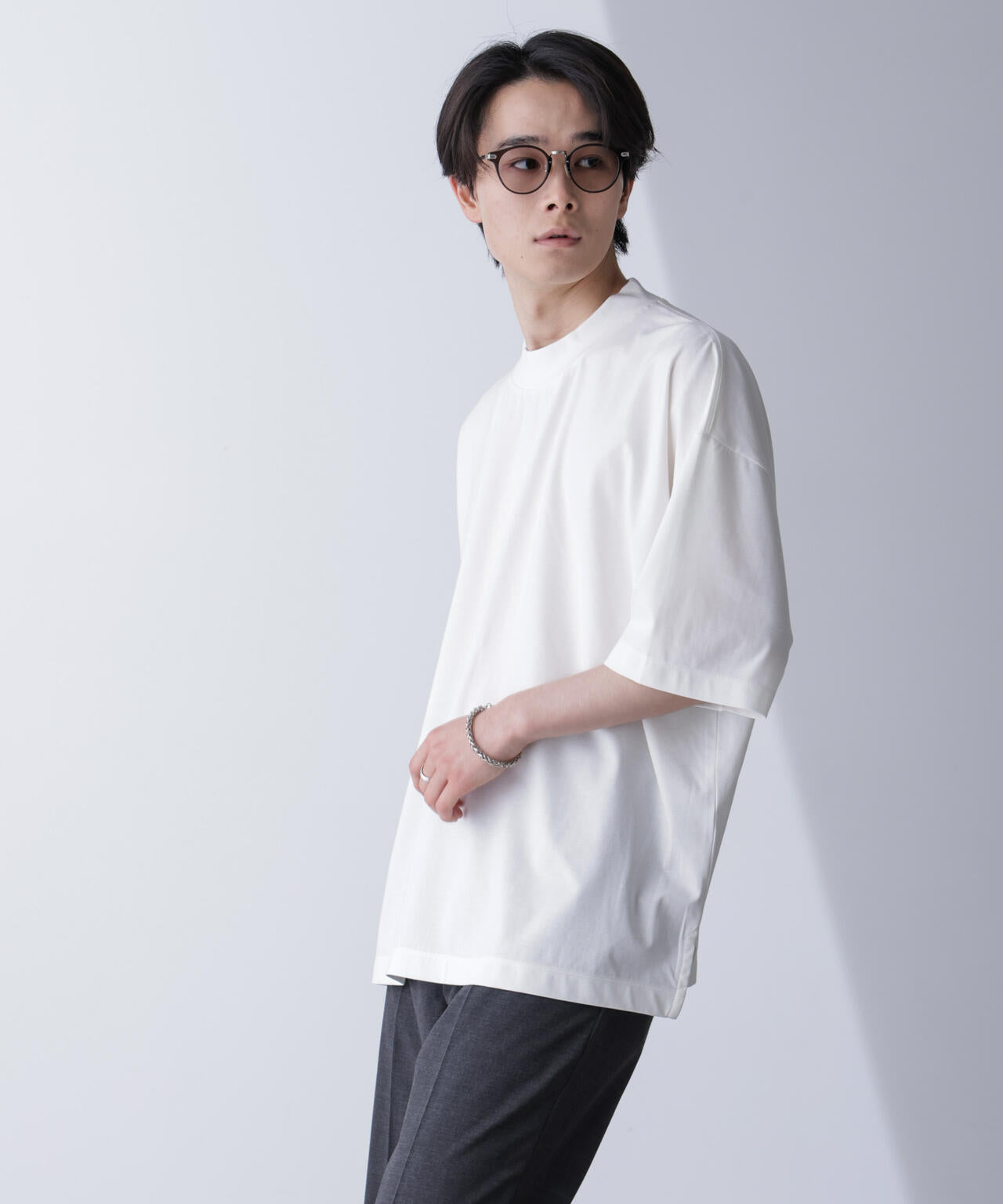 モックネックワイドシルエットTシャツ 半袖 6724224219