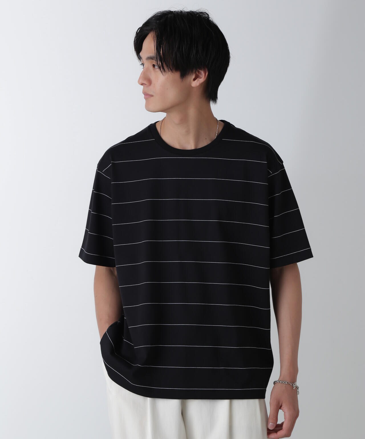 リラックス ボーダー Tシャツ 半袖