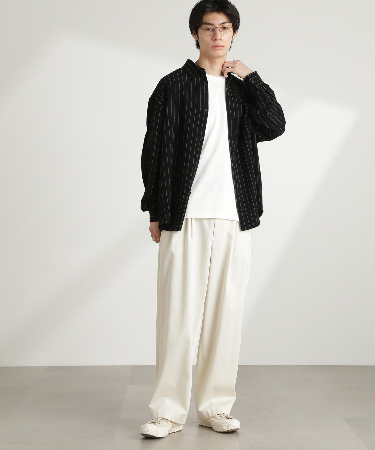 WEB限定 / ピンストライプ レギュラーカラー シャツ 長袖