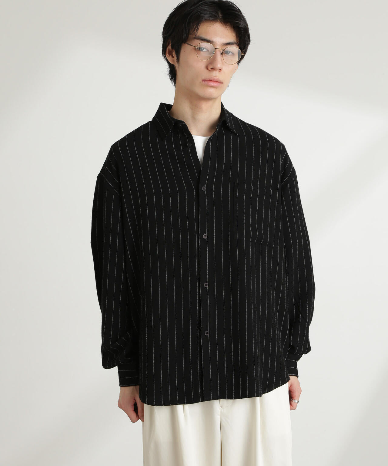 【国内配送】★FENDI★ ピンストライプ コットンポプリンシャツ ne Quittez pas｜コットン ポプリン ストライプ ビッグ シャツ