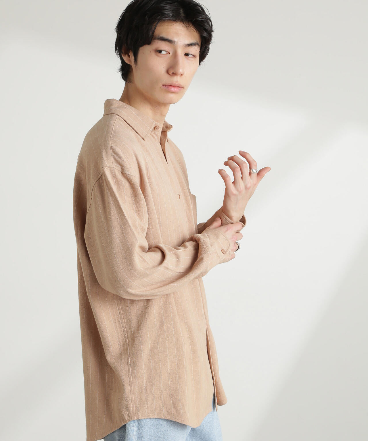 ぴれページ WEB限定 / ピンストライプ レギュラーカラー シャツ 長袖