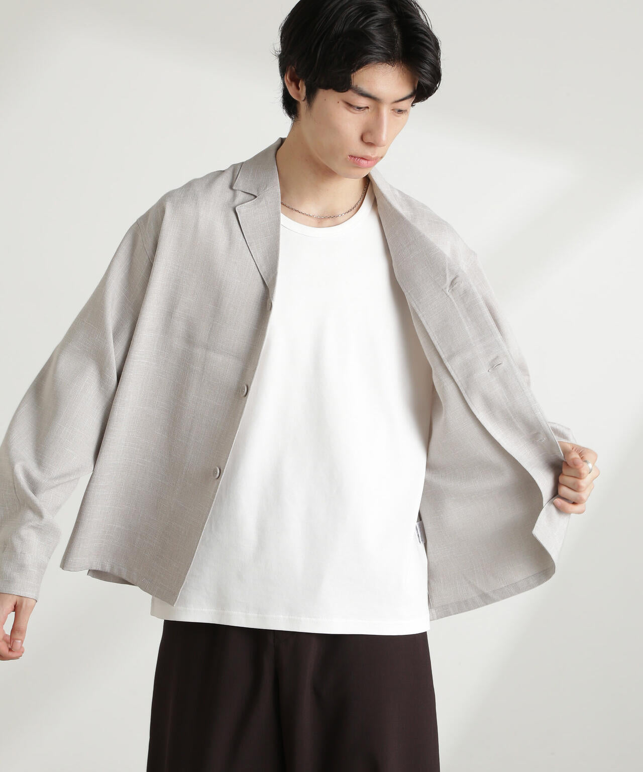 WEB限定 / リネンライク 開襟 シャツ 長袖