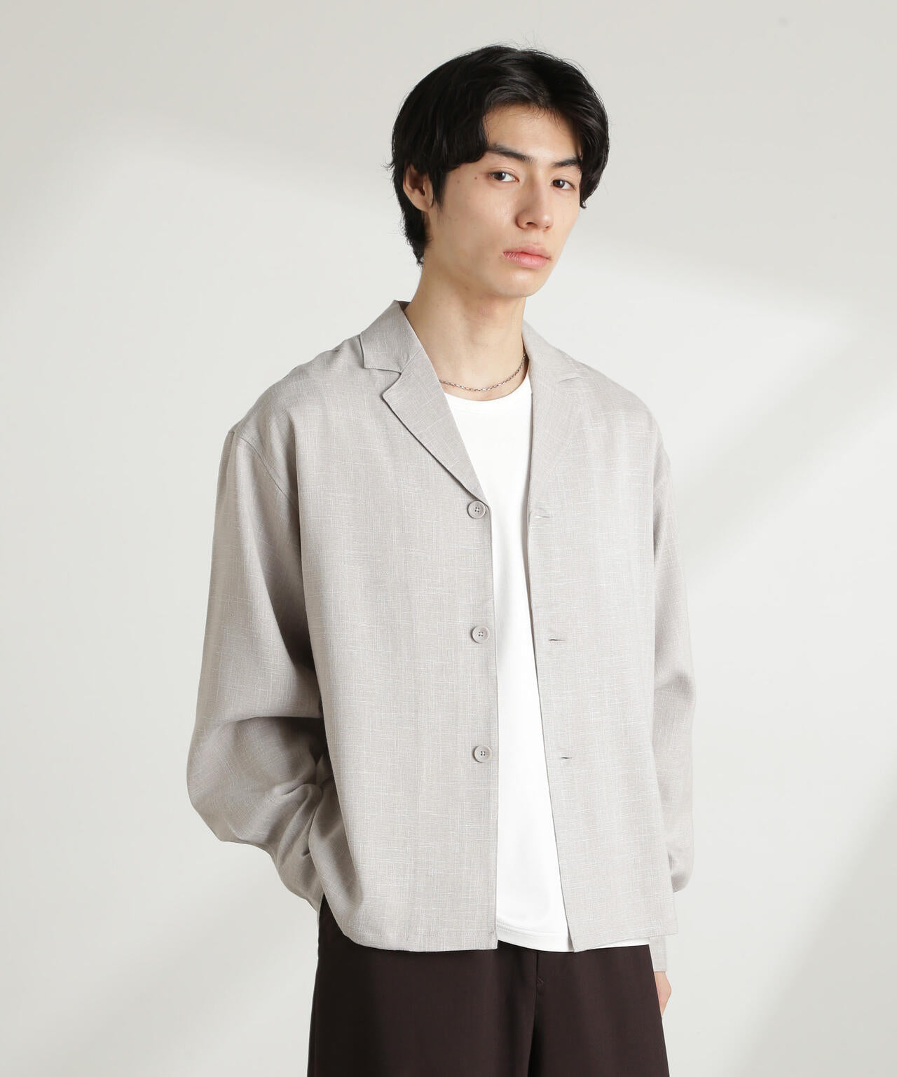 WEB限定 / リネンライク 開襟 シャツ 長袖