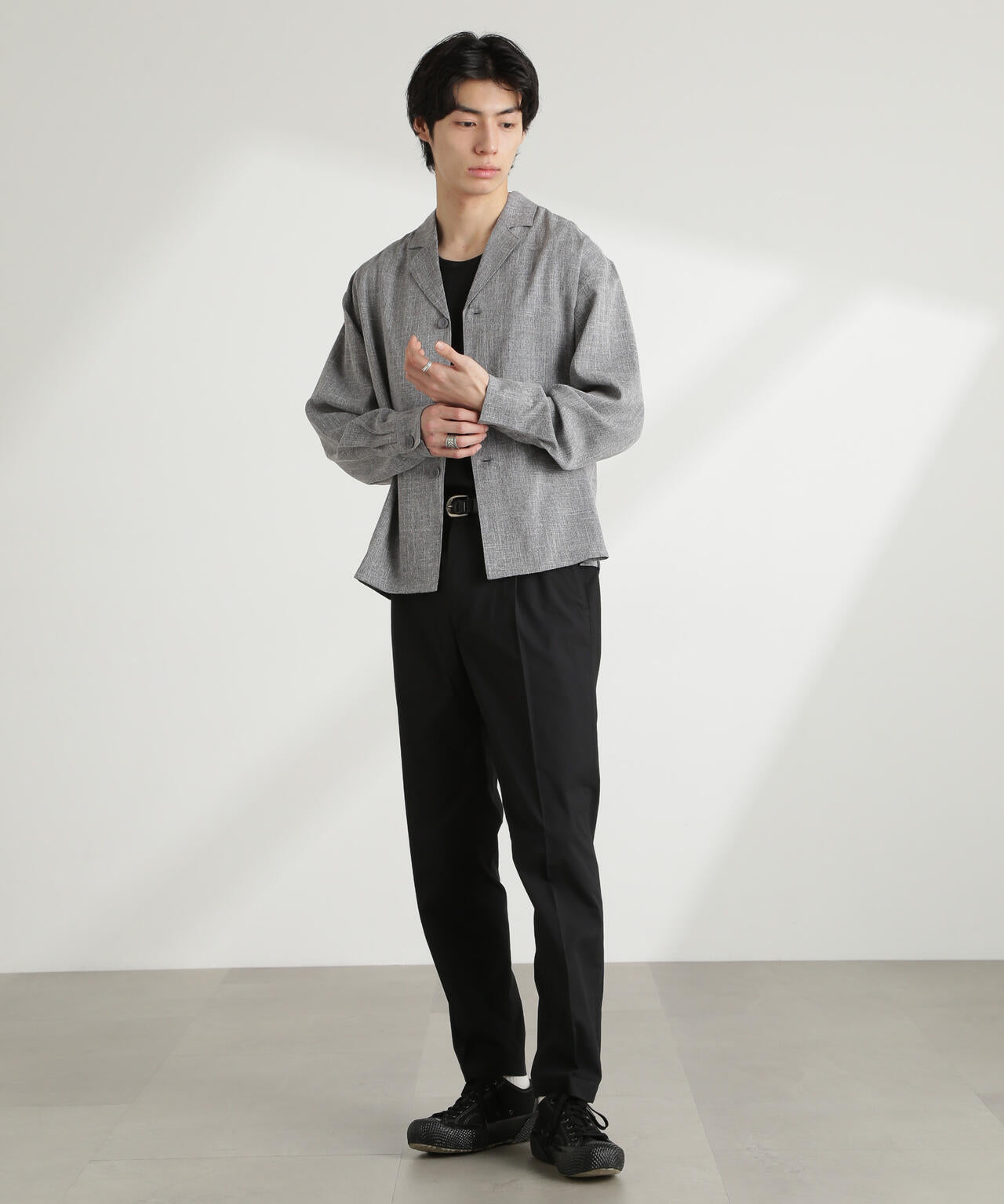 ファッション ハンドメイド『 天日リネン 開衿 テーラーカラー 5分袖 