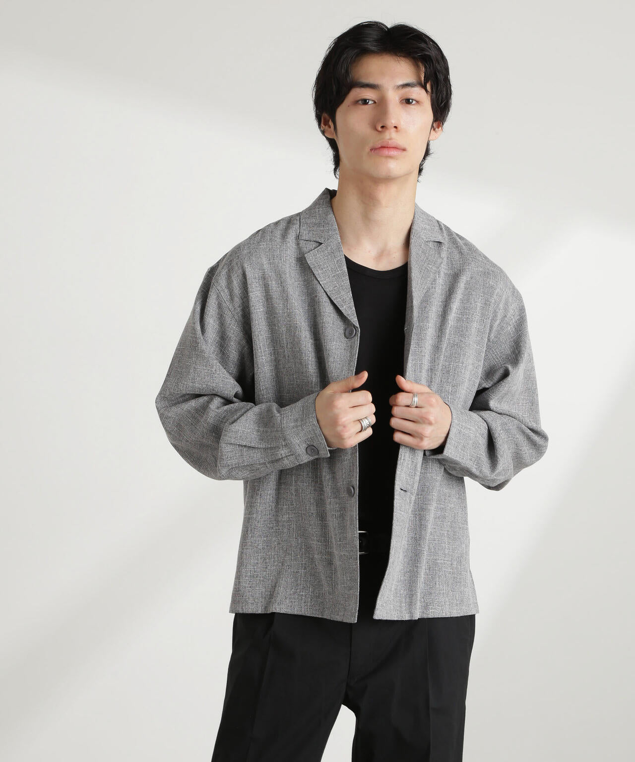 WEB限定 / リネンライク 開襟 シャツ 長袖