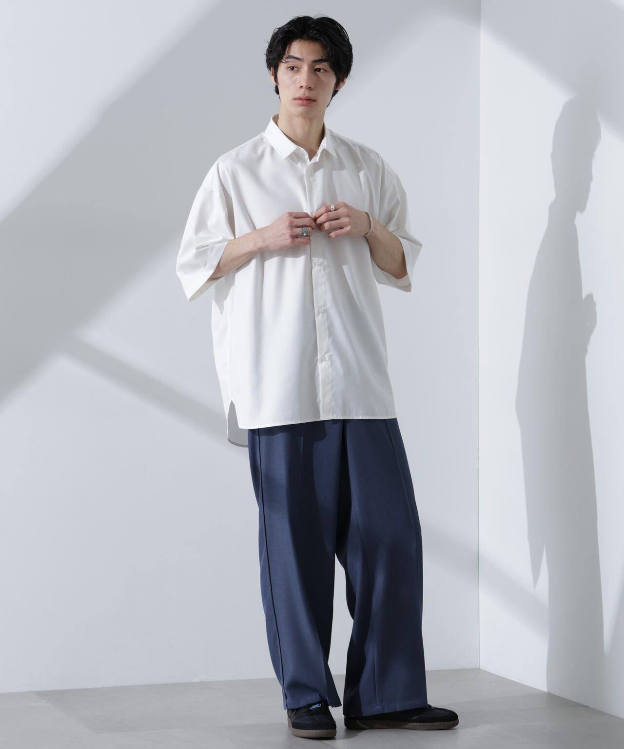 NANO universe シャツ WEB限定/クレイジーストライプシャツ 半袖