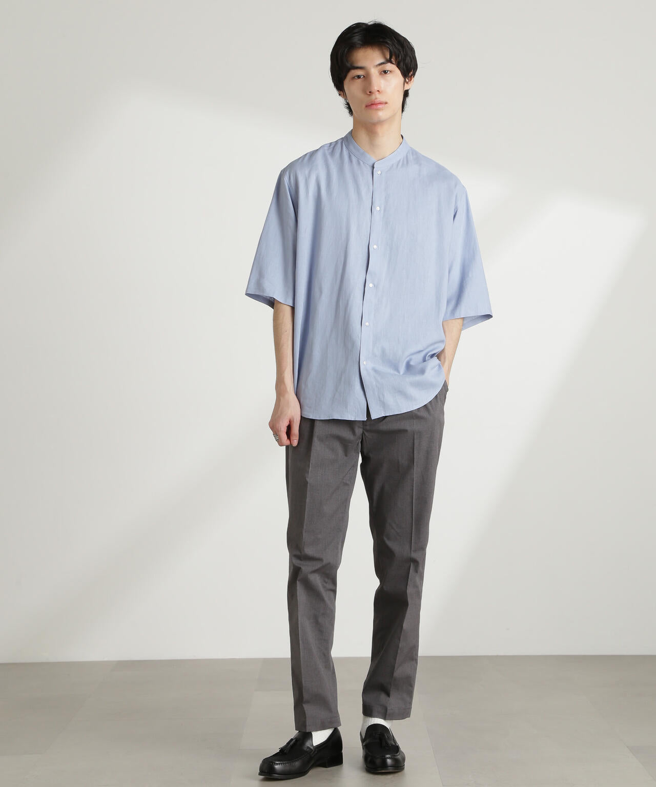 nano・universe ODORANTES リネンコンビネゾン BELGIUM LINEN FABRICS」リネンコットンダブルジャケット