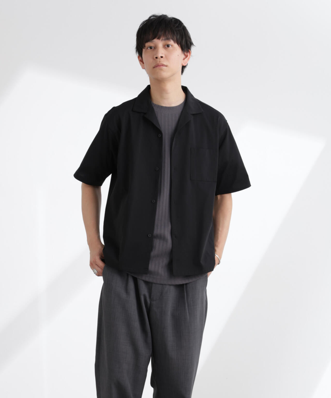 ドライジャージー オープンカラー シャツ 半袖 (セットアップ可)