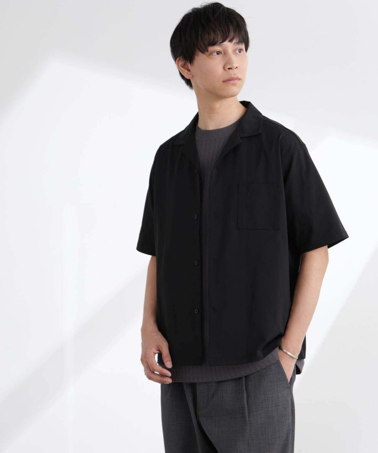 ドライジャージー オープンカラー シャツ 半袖 (セットアップ可)