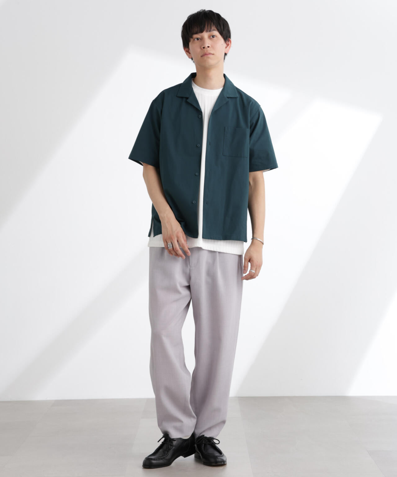 ドライジャージー オープンカラー シャツ 半袖 (セットアップ可)