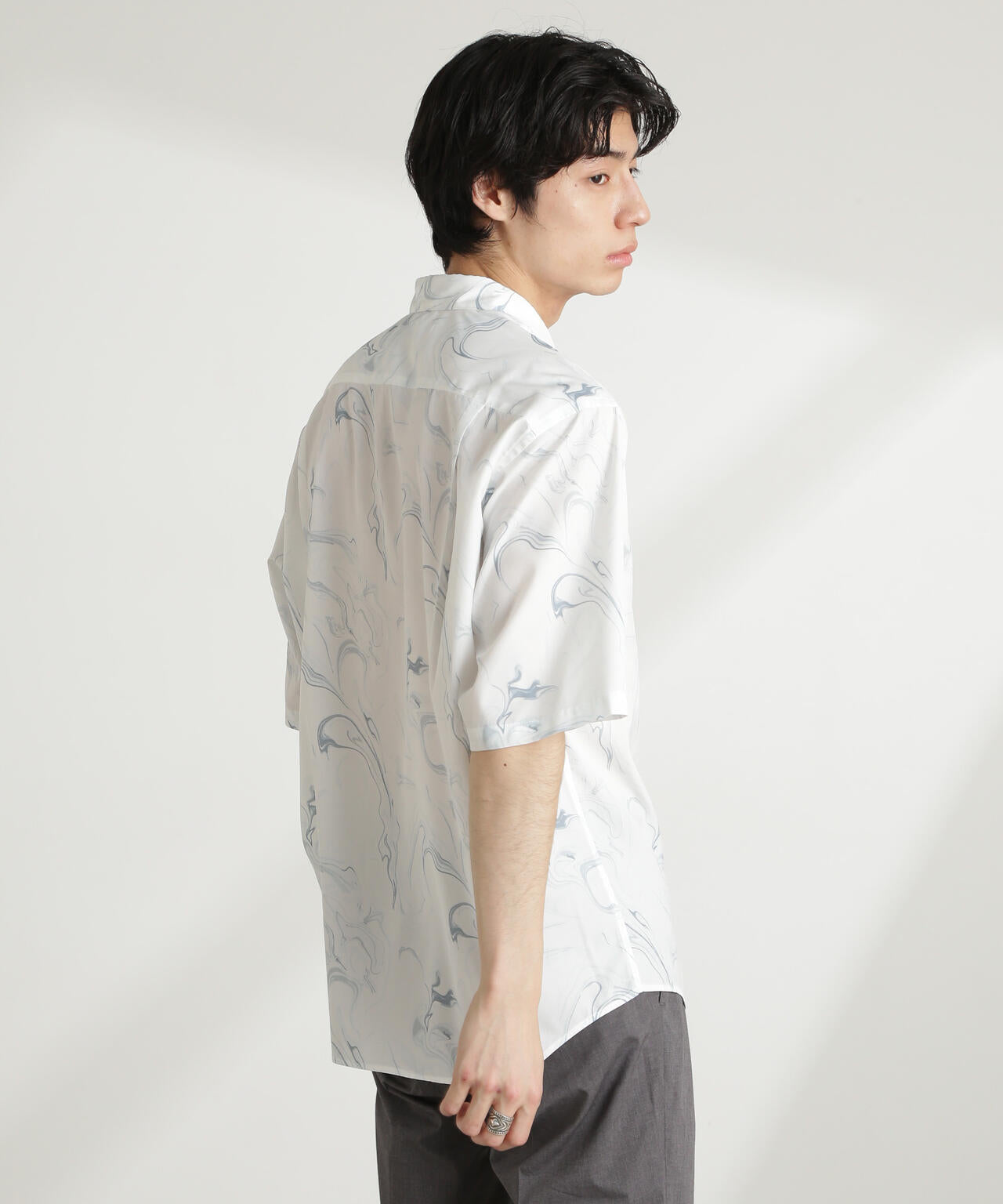 マーブルパターン シャツ 半袖