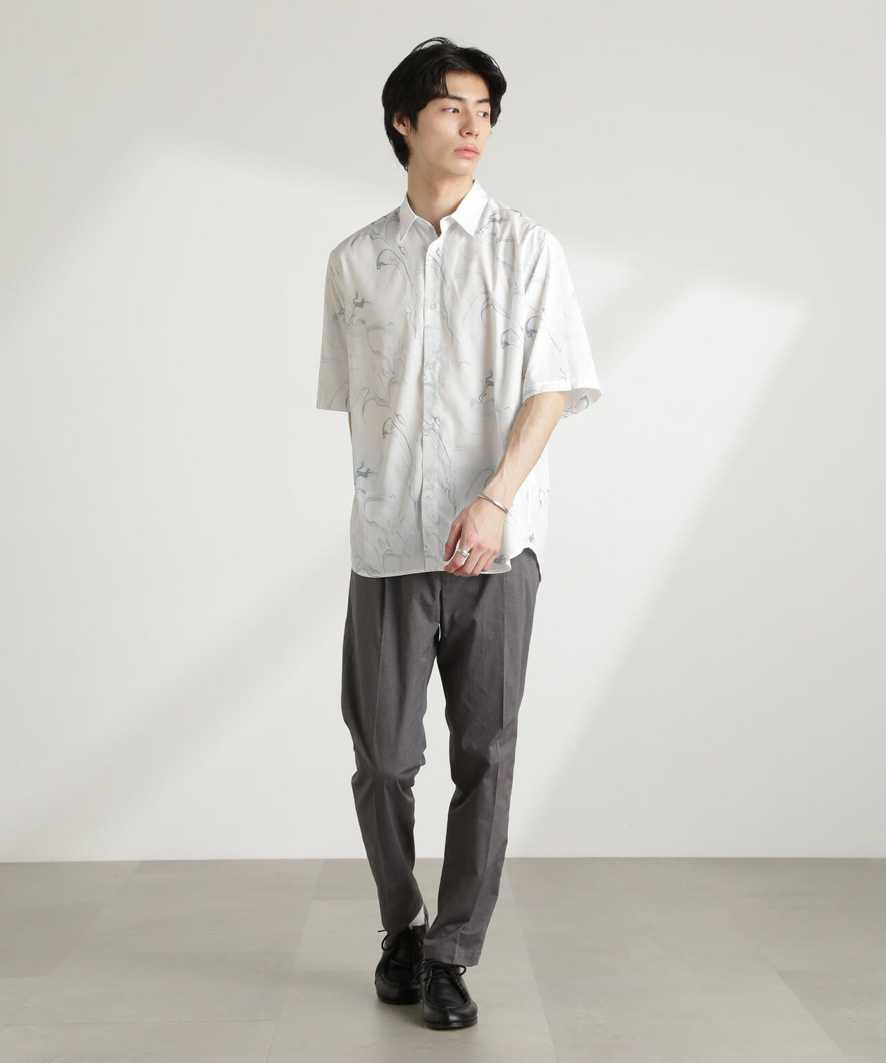 マーブルパターン シャツ 半袖