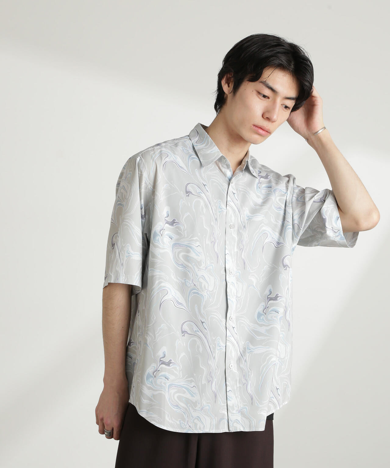マーブルパターン シャツ 半袖