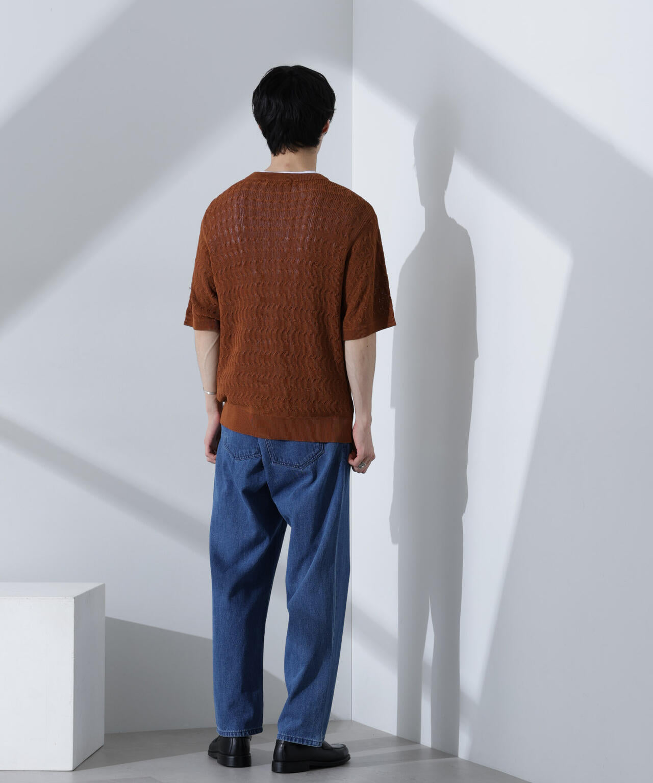柄編みクルーネックニット 半袖 6725122204