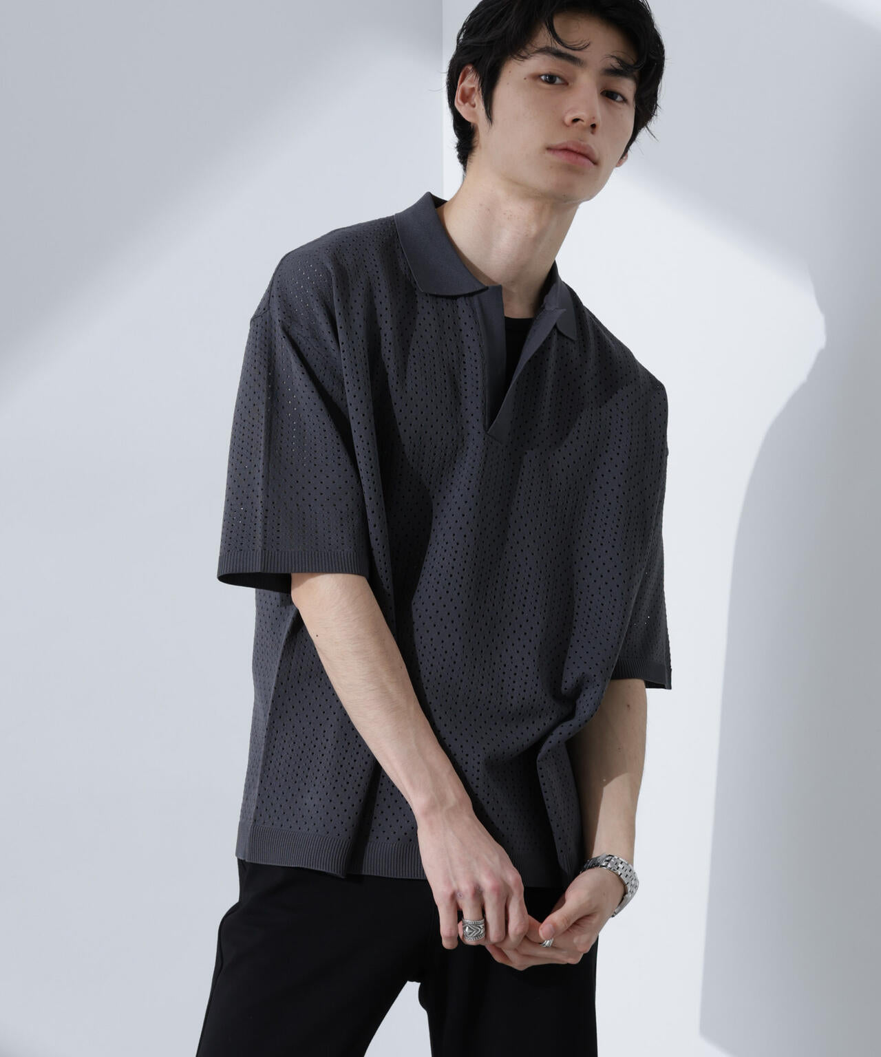 スキッパーテックニットポロシャツ/半袖 6725122210