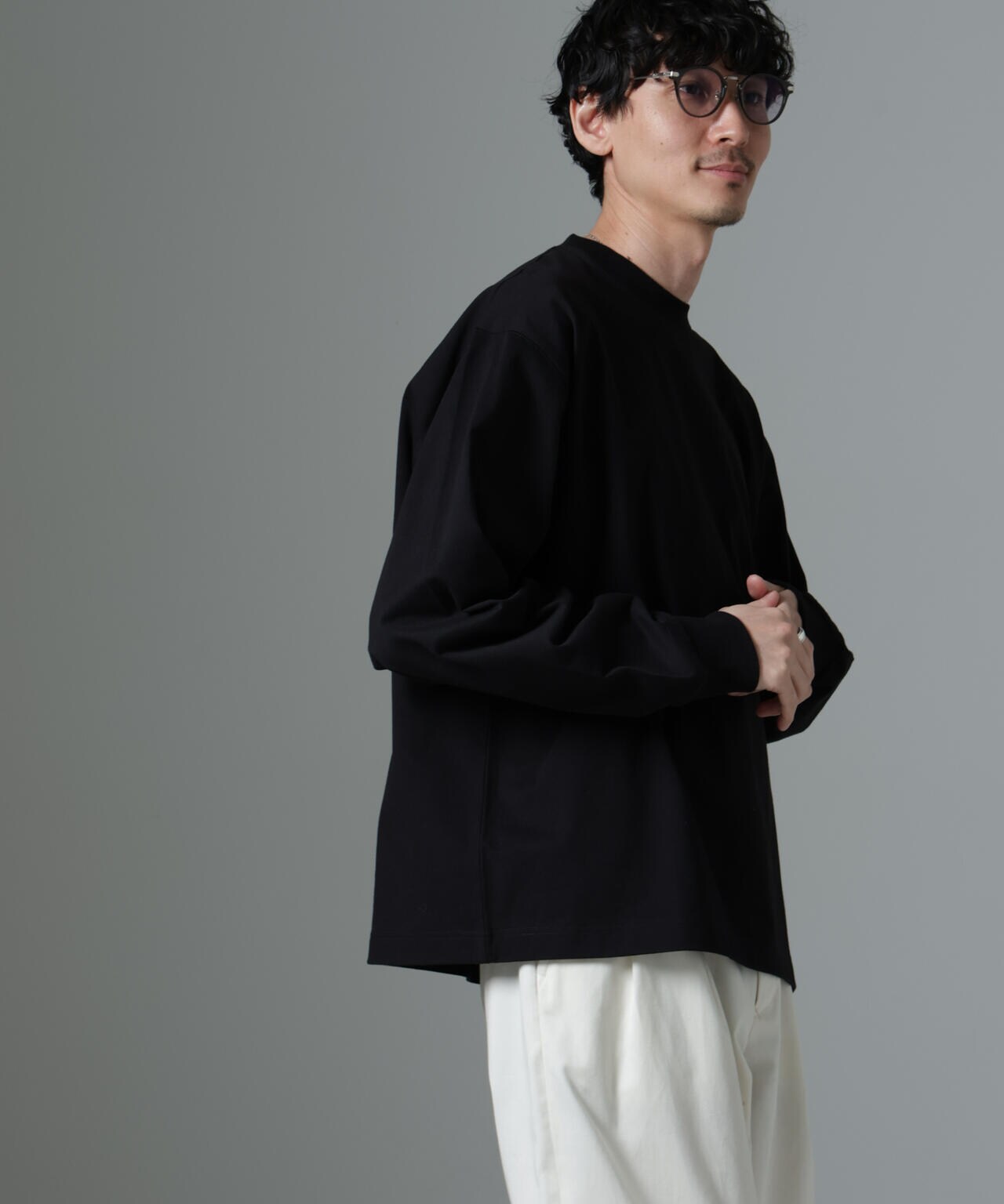 ビッグ シルエット ワンポイント Tシャツ 長袖