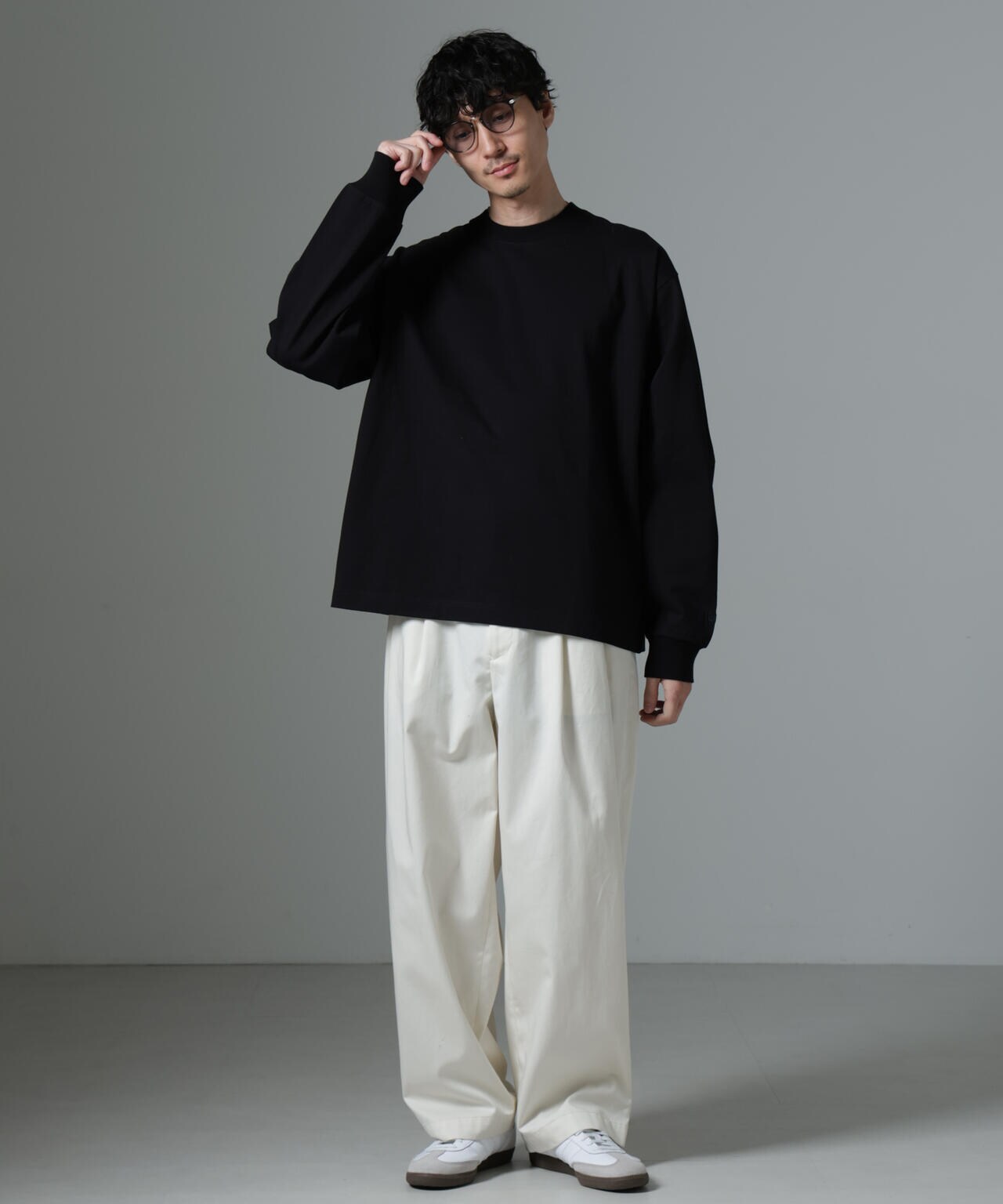 ビッグ シルエット ワンポイント Tシャツ 長袖