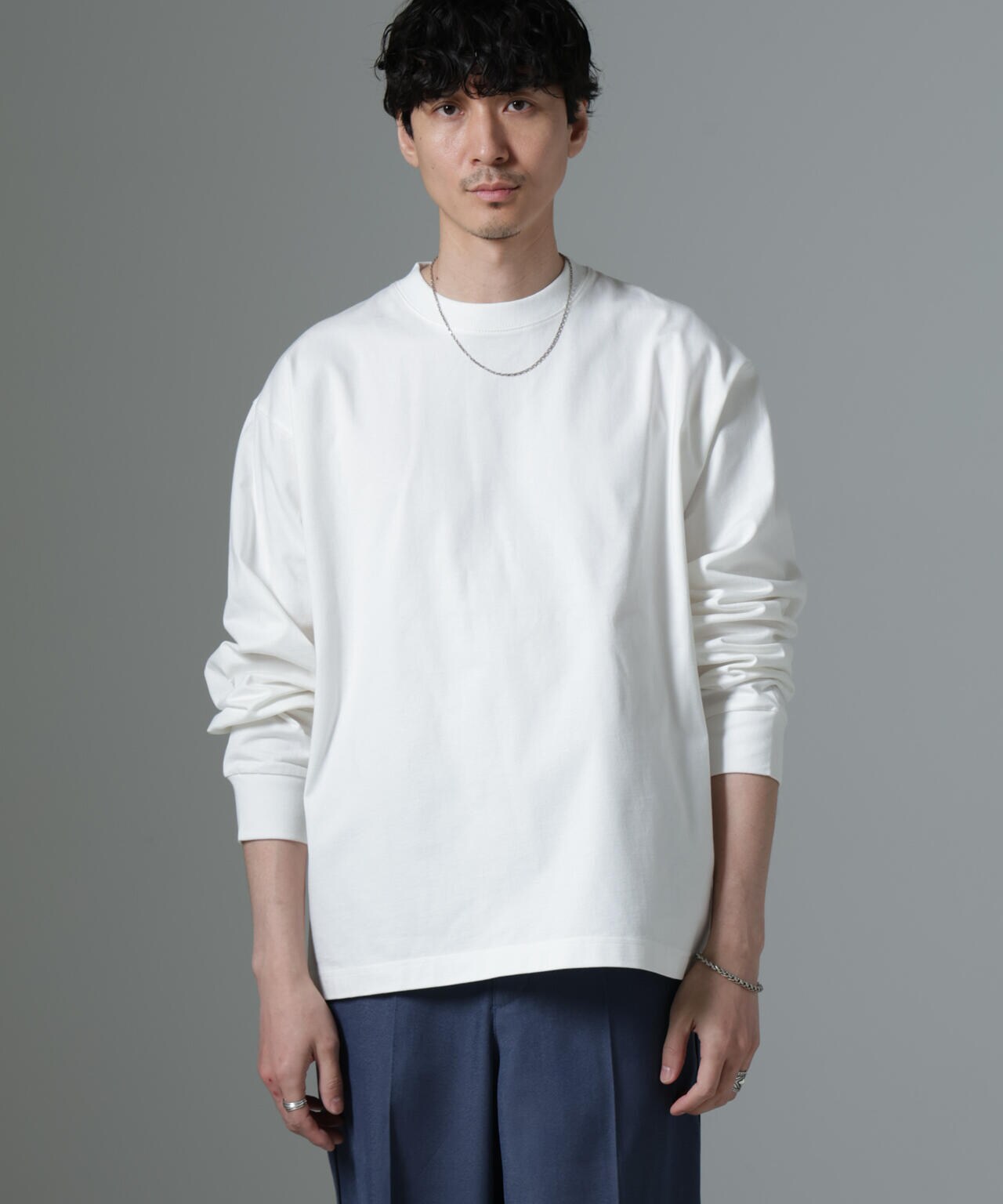 ビッグ シルエット ワンポイント Tシャツ 長袖