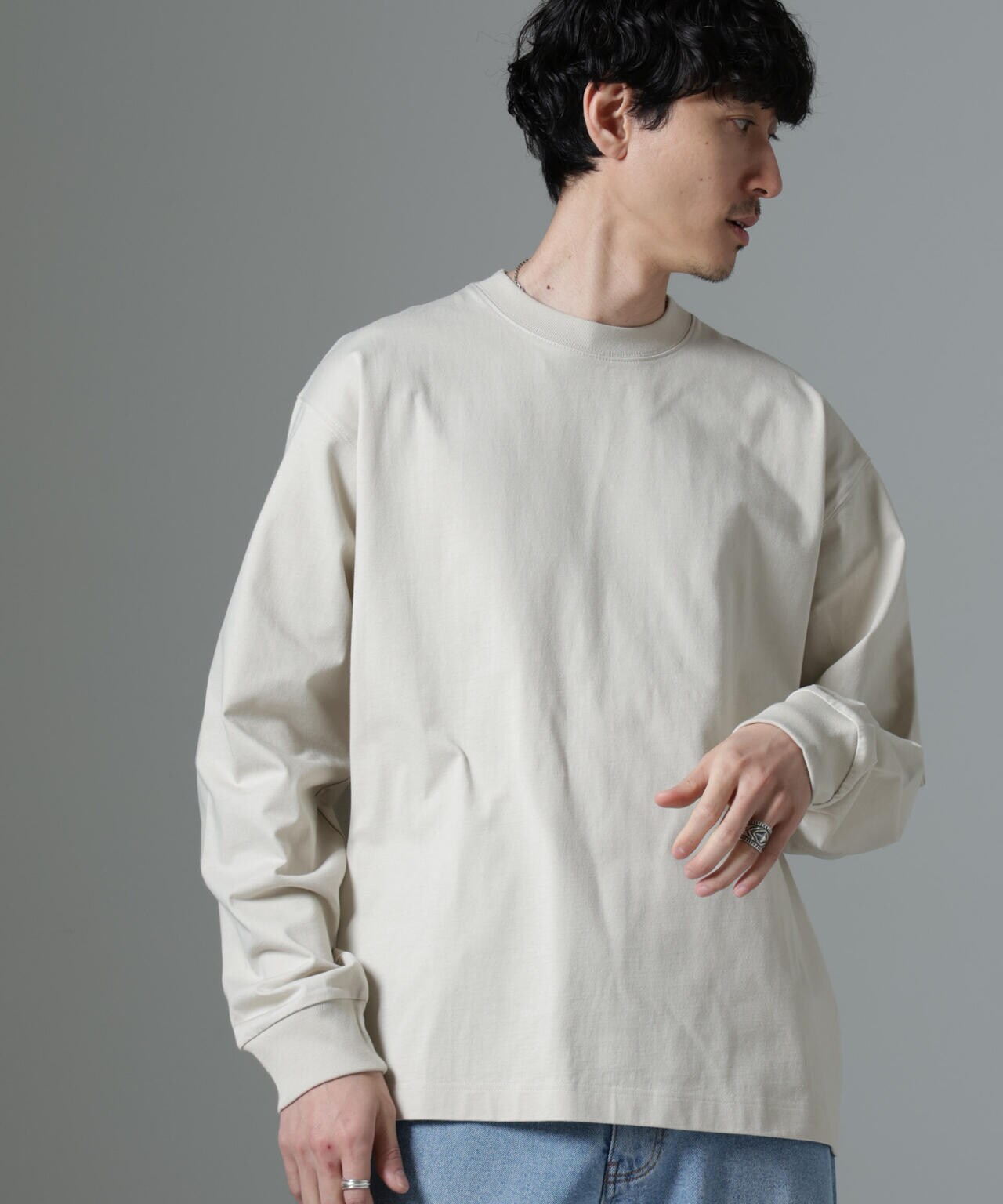 ビッグ シルエット ワンポイント Tシャツ 長袖